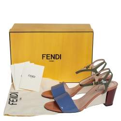 Pre Owned Fendi Multicolor Patent Leather Open Toe Ankle Strap Sandals Size 39