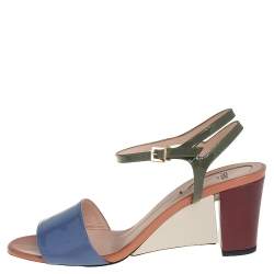 Pre Owned Fendi Multicolor Patent Leather Open Toe Ankle Strap Sandals Size 39