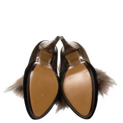 Pre Owned Fendi Multicolor Velvet Fur Platform Pumps Size 37