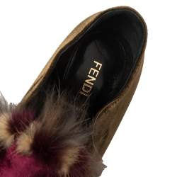 Pre Owned Fendi Multicolor Velvet Fur Platform Pumps Size 37