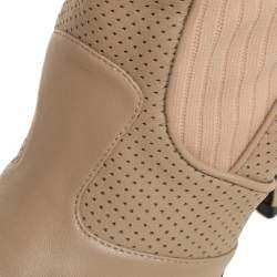 Pre Owned Fendi Beige Leather Rockoko Ankle Length Boots Size 37