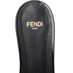 Pre Owned Fendi Black Patent Leather Slide Sandals Size 36