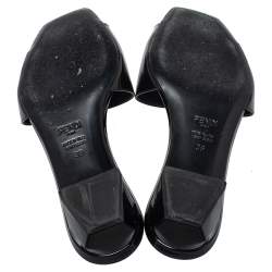Pre Owned Fendi Black Patent Leather Slide Sandals Size 36