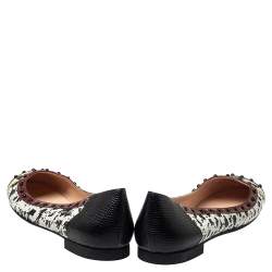 Pre Owned Fendi Multicolor Python/Lizard Embossed Leather And Patent Leather Trim Cap Toe Monster Ballet Flats Size 41