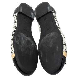 Pre Owned Fendi Multicolor Python/Lizard Embossed Leather And Patent Leather Trim Cap Toe Monster Ballet Flats Size 41