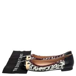 Pre Owned Fendi Multicolor Python/Lizard Embossed Leather And Patent Leather Trim Cap Toe Monster Ballet Flats Size 41