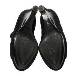 Pre Owned Fendi Black Suede and Fabric Peep Toe Platform Ankle Booties Size 39