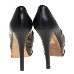 Pre Owned Fendi Black Leather Fendista Platform Pumps Size 37