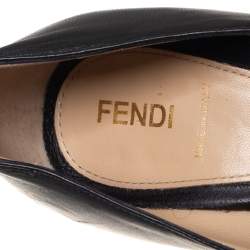 Pre Owned Fendi Black Leather Fendista Platform Pumps Size 37