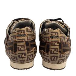 Pre Owned Fendi Brown/Beige Zucca Canvas Low Top Sneakers Size 38