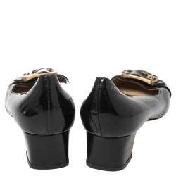 Pre Owned Fendi Black Patent Leather Buckle Detail Block Heel Pumps Size 41