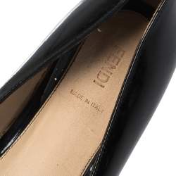 Pre Owned Fendi Black Patent Leather Buckle Detail Block Heel Pumps Size 41
