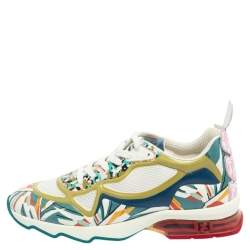 Pre Owned Fendi Multicolor Mesh And Leather Ffast Low Top Sneakers Size 38.5