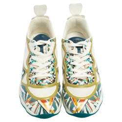 Pre Owned Fendi Multicolor Mesh And Leather Ffast Low Top Sneakers Size 38.5