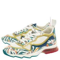 Pre Owned Fendi Multicolor Mesh And Leather Ffast Low Top Sneakers Size 38.5