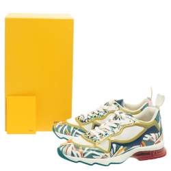 Pre Owned Fendi Multicolor Mesh And Leather Ffast Low Top Sneakers Size 38.5