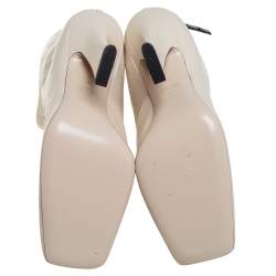 Pre Owned Fendi Cream Leather FFreedom Ankle Boots Size 37