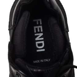 Pre Owned Fendi Black Zucca Canvas and Leather Low Top Sneakers Size 37