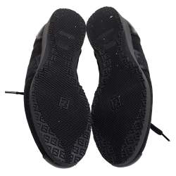 Pre Owned Fendi Black Zucca Canvas and Leather Low Top Sneakers Size 37