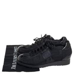 Pre Owned Fendi Black Zucca Canvas and Leather Low Top Sneakers Size 37
