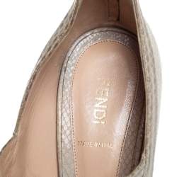 Fendi Grey Python Peep Toe Platform Pumps Size 39