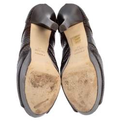 مملوكة مسبقًا Fendi Brown Python Embossed Leather Platform Booties Size 39