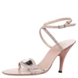 Fendi Pink Leather Ankle Strap Sandals Size 37.5