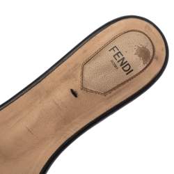 مملوكة مسبقًا Fendi Tobacco Zucca Velvet Flat Slide Sandals Size 38