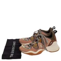 Pre Owned Fendi Beige Suede and Mesh FFluid Low Top Sneakers Size 38