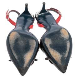 مملوكة مسبقًا صندل فندي جلد متعدد الألوان مونستر ايز مرصع فتحة كعب مقاس 35