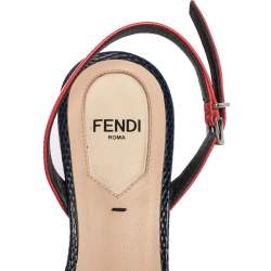 مملوكة مسبقًا صندل فندي جلد متعدد الألوان مونستر ايز مرصع فتحة كعب مقاس 35