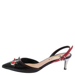 مملوكة مسبقًا صندل فندي جلد متعدد الألوان مونستر ايز مرصع فتحة كعب مقاس 35