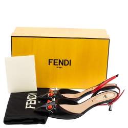 مملوكة مسبقًا صندل فندي جلد متعدد الألوان مونستر ايز مرصع فتحة كعب مقاس 35