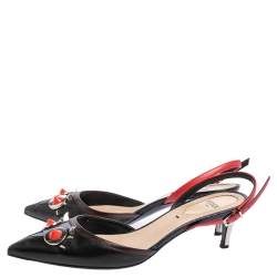 مملوكة مسبقًا صندل فندي جلد متعدد الألوان مونستر ايز مرصع فتحة كعب مقاس 35