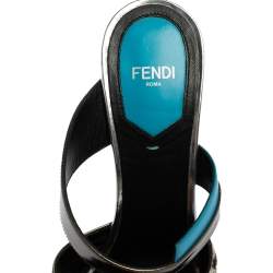 Fendi Multicolor Leather And Calf Hair Roma Mules Sandals Size 38