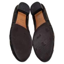 Pre Owned Fendi Brown Zucca Canvas And Leather Cap Toe Ballet Flats Size 40