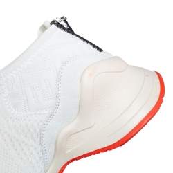 Pre Owned Fendi White/Orange Stretch Mesh And Suede FFluid Sneakers Size 39