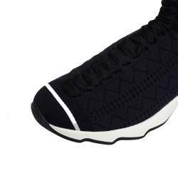 Pre Owned Fendi Black Knit Fabric Sock High Top Sneakers Size 37