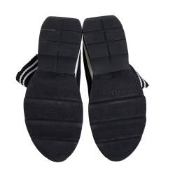 Pre Owned Fendi Black Knit Fabric Sock High Top Sneakers Size 37