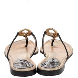 Pre Owned Fendi Black Patent Leather Thong Flat Sandals Size 40
