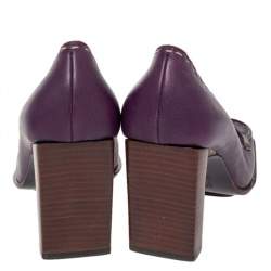 Pre Owned Fendi Purple Leather Slip on Loafers Pumps Size 37.5