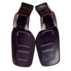 Pre Owned Fendi Purple Leather Slip on Loafers Pumps Size 37.5