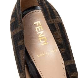 Pre Owned Fendi Tobacco Zucca Canvas Fendista Platform Pumps Size 35