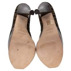 Pre Owned Fendi Tobacco Zucca Canvas Fendista Platform Pumps Size 35