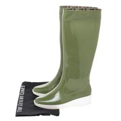 Fendi Green Rubber Wedge Rain Boots Size 36