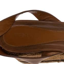 مملوكة مسبقًا صندل كعب روكي فندي إسبادريل جلد بني بحزام كاحل مقاس 38