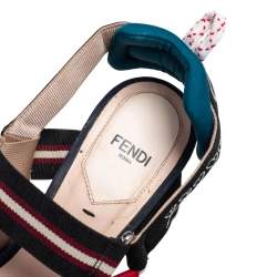 Fendi Multicolor Check Fabric And Nylon Colibri Slingback Sandals Size 38