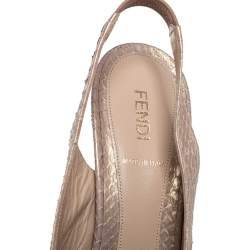 Pre Owned Fendi Beige Python Fendista Bow Peep Toe Platform Pumps Size 39