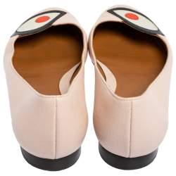 Pre Owned Fendi Pink Textured Leather Eye Detail Ballet Flats Size 38