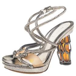 Pre Owned Fendi Metallic Leather Rope Strappy Sandals Size 37
